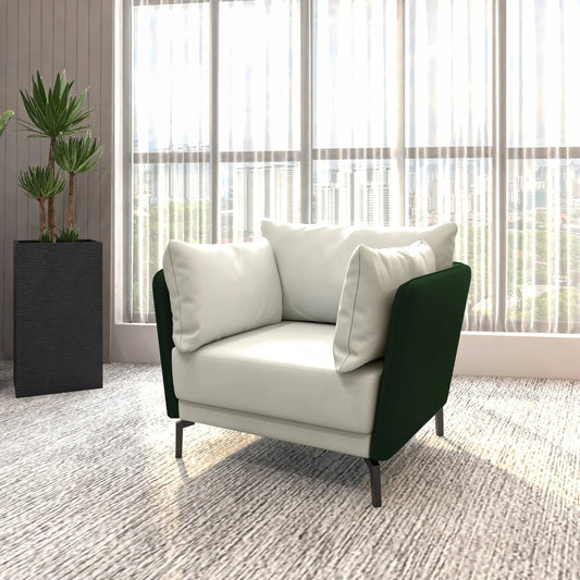 Single-Seater Leather Sofa with Stainless Steel Legs