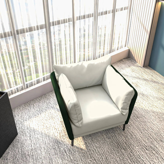 Single-Seater Leather Sofa with Stainless Steel Legs