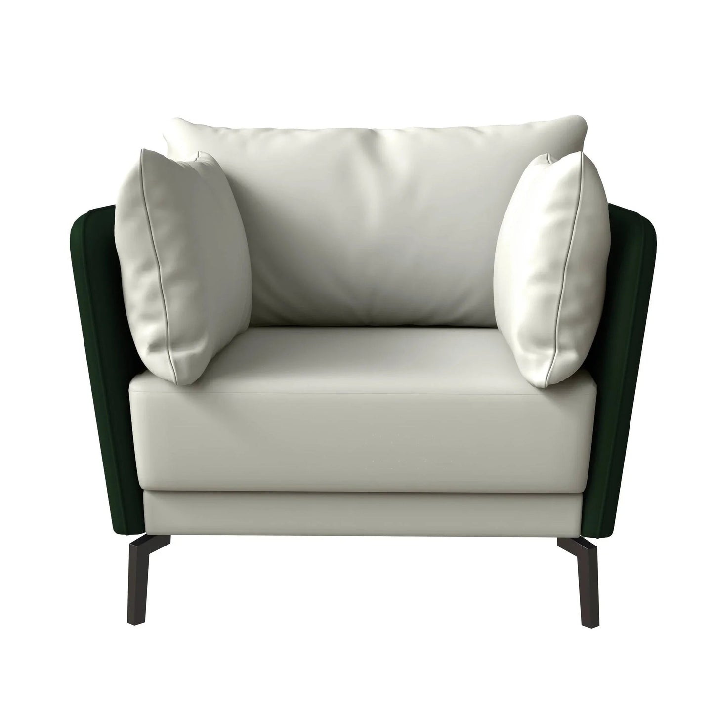 Single-Seater Leather Sofa with Stainless Steel Legs