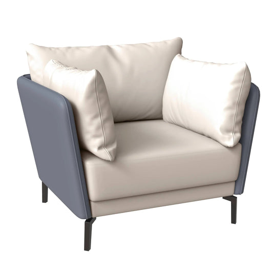Single-Seater Leather Sofa with Stainless Steel Legs