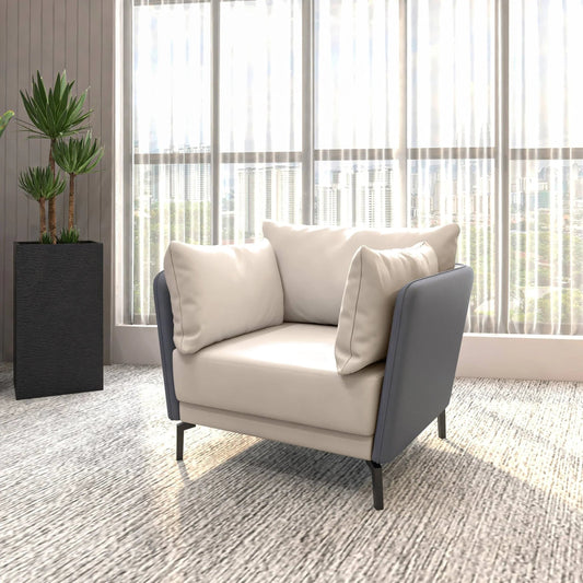 Single-Seater Leather Sofa with Stainless Steel Legs