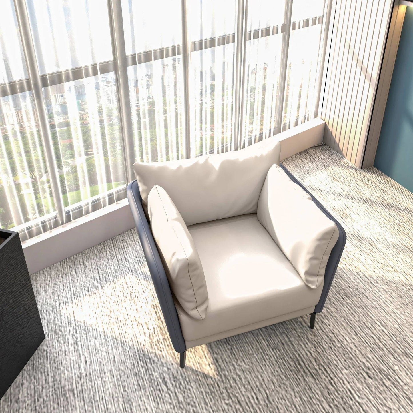 Single-Seater Leather Sofa with Stainless Steel Legs