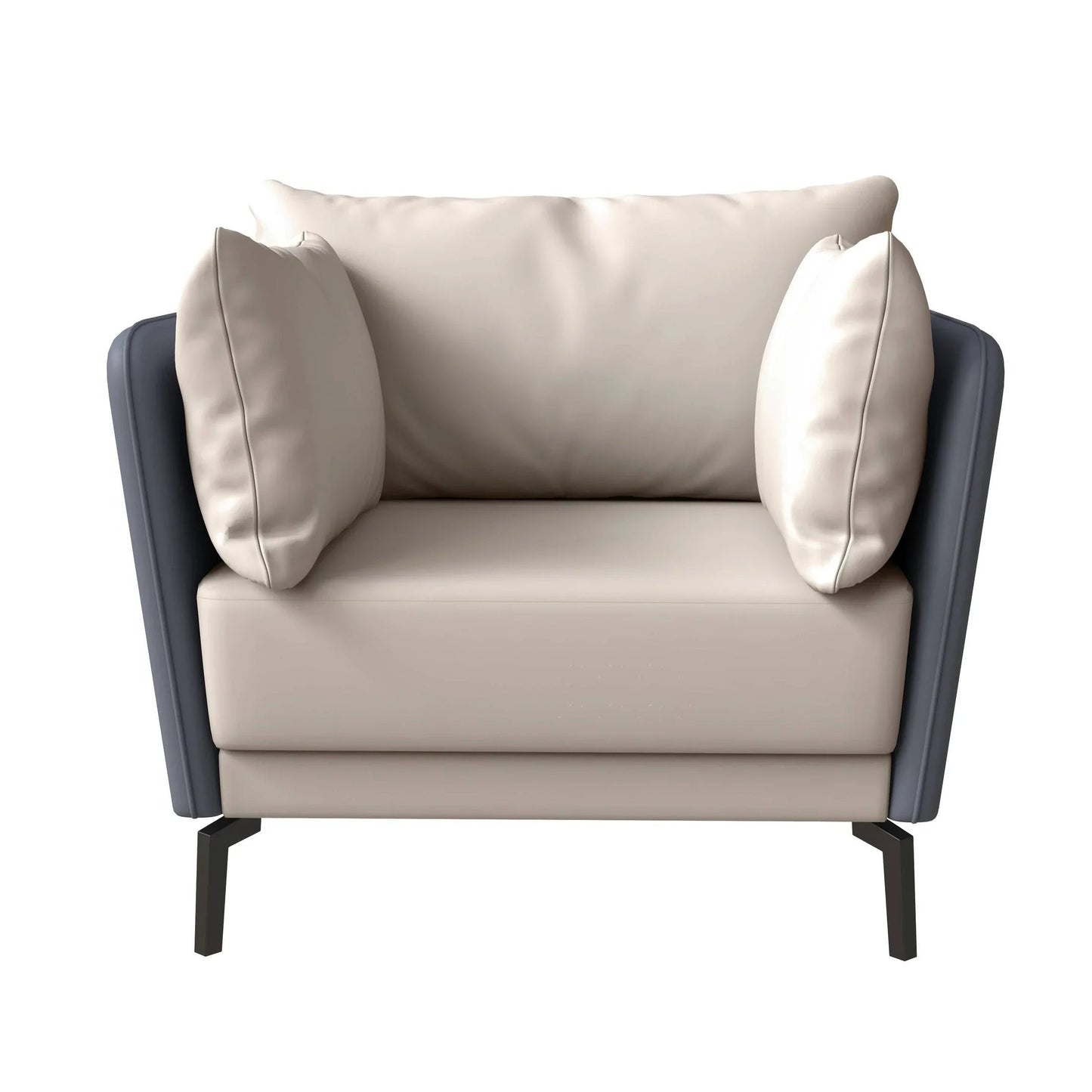 Single-Seater Leather Sofa with Stainless Steel Legs
