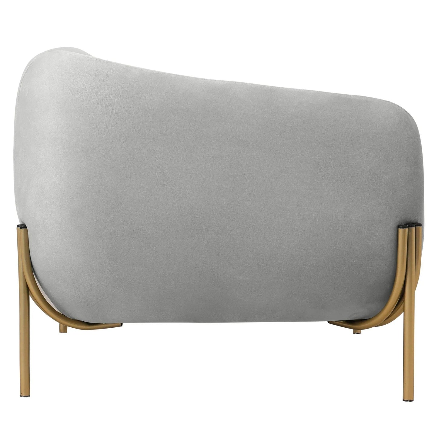Single Seater Sofa in Velvet with Gold Iron Legs