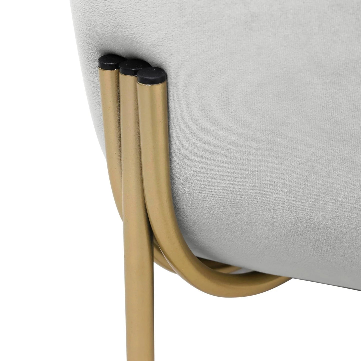 Single Seater Sofa in Velvet with Gold Iron Legs