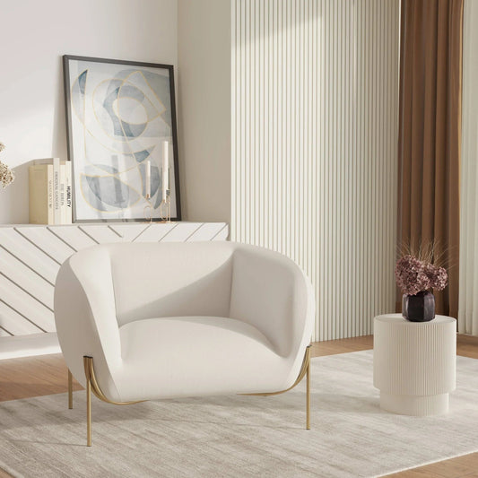 Single Seater Sofa in Velvet with Gold Iron Legs