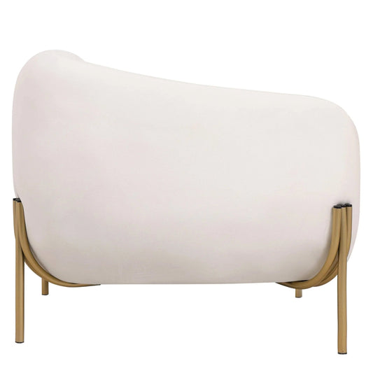 Single Seater Sofa in Velvet with Gold Iron Legs