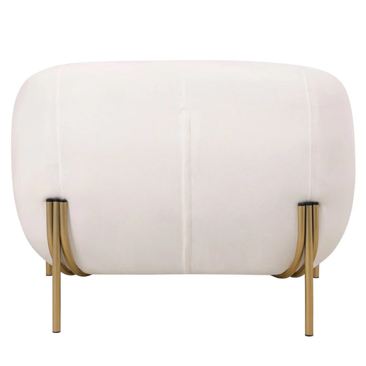 Single Seater Sofa in Velvet with Gold Iron Legs