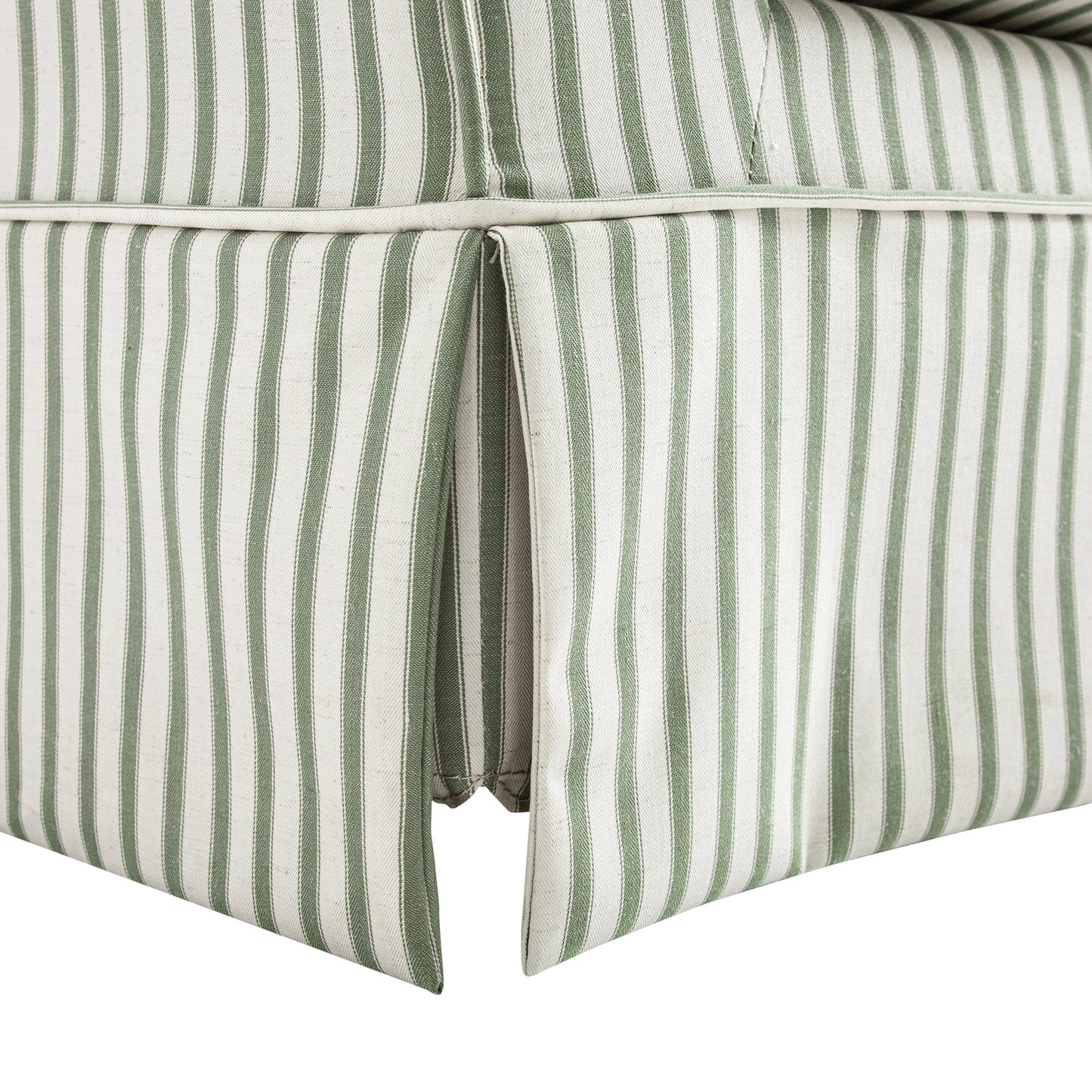 Skirted 2-Seater Sofa in Sage Striped Linen Blend