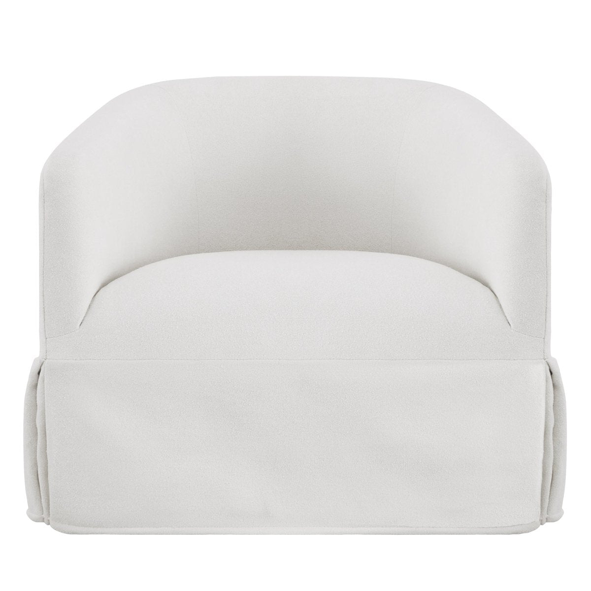Slipcovered Swivel Armchair in Soft Beige Fabric