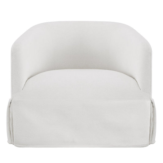 Slipcovered Swivel Armchair in Soft Beige Fabric