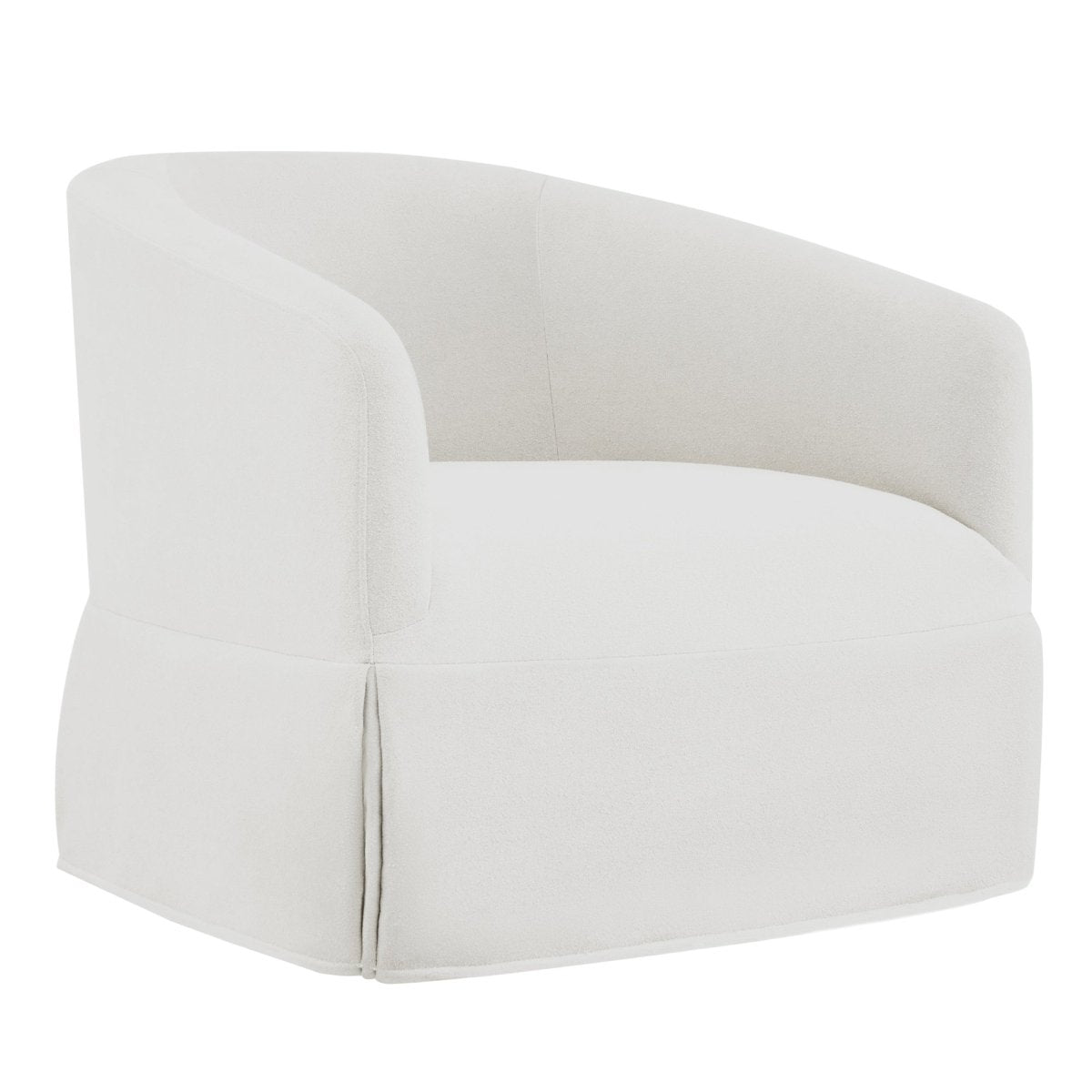 Slipcovered Swivel Armchair in Soft Beige Fabric