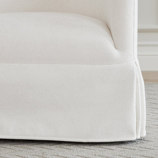 Slipcovered Swivel Armchair in Soft Beige Fabric