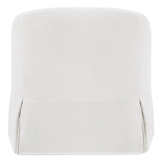 Slipcovered Swivel Armchair in Soft Beige Fabric