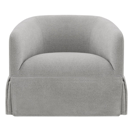 Slipcovered Swivel Armchair in Soft Beige Fabric