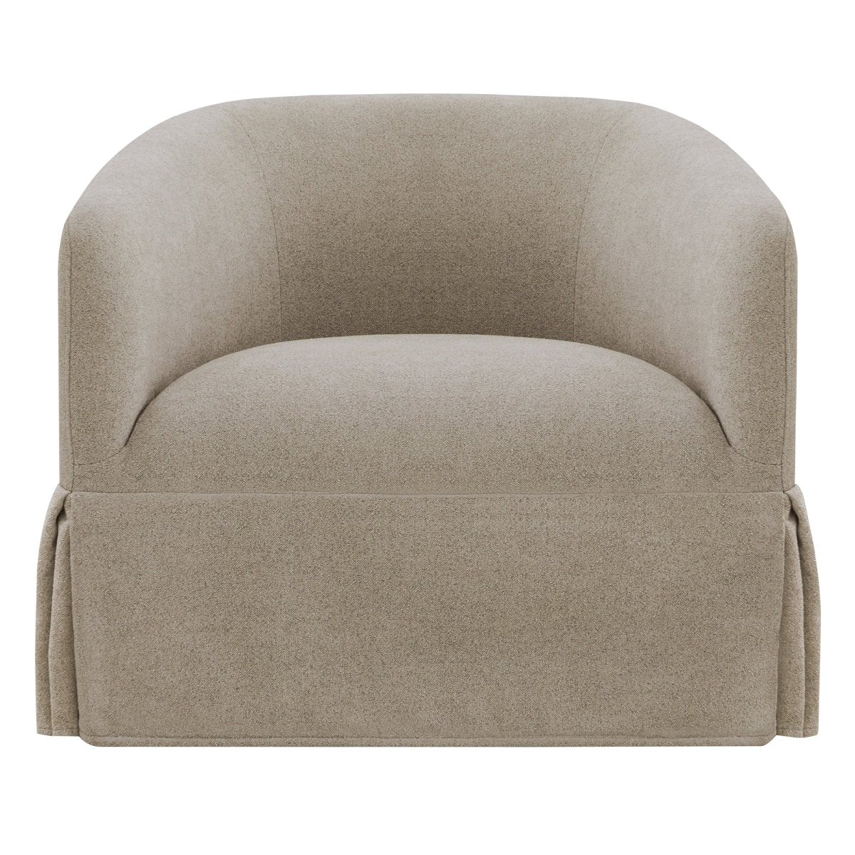Slipcovered Swivel Armchair in Soft Beige Fabric