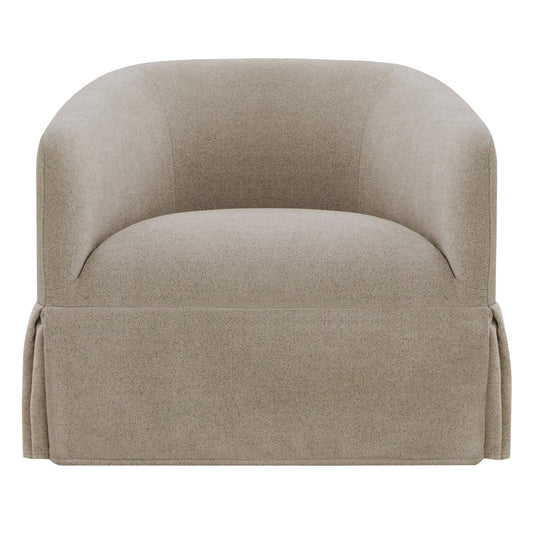 Slipcovered Swivel Armchair in Soft Beige Fabric