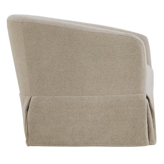 Slipcovered Swivel Armchair in Soft Beige Fabric