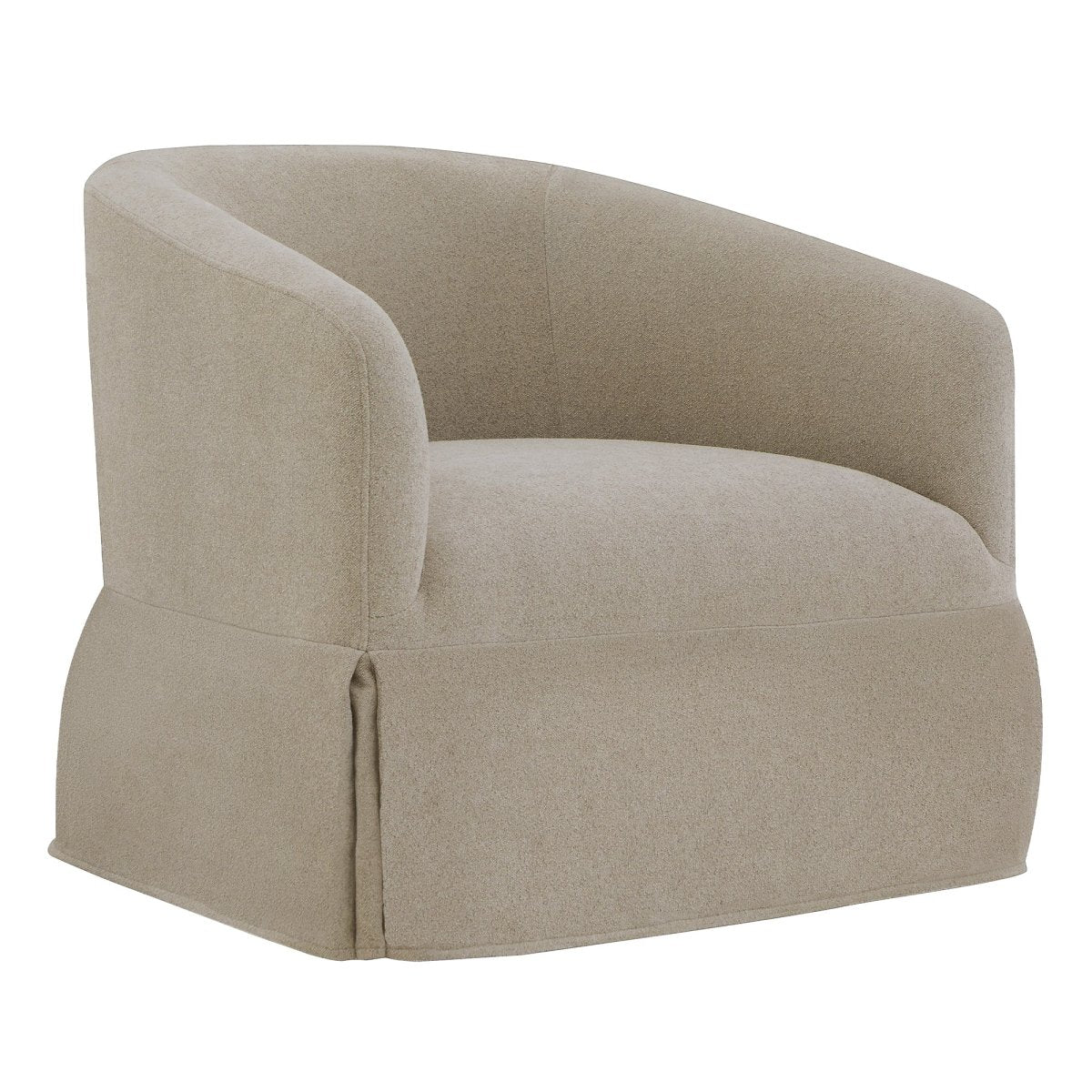 Slipcovered Swivel Armchair in Soft Beige Fabric