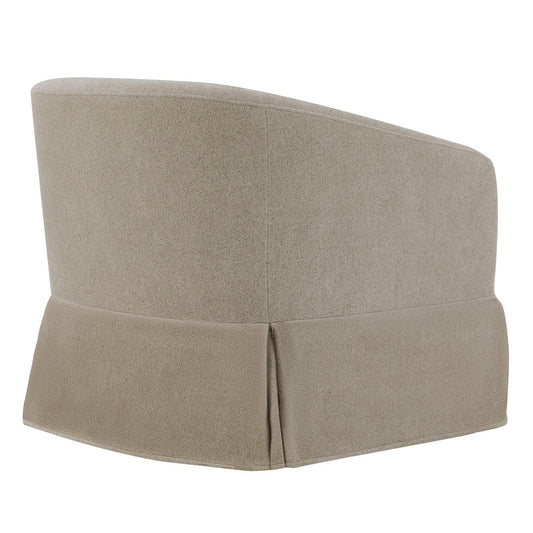 Slipcovered Swivel Armchair in Soft Beige Fabric