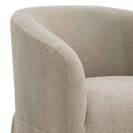 Slipcovered Swivel Armchair in Soft Beige Fabric