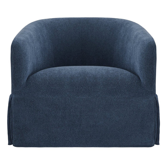 Slipcovered Swivel Armchair in Soft Beige Fabric
