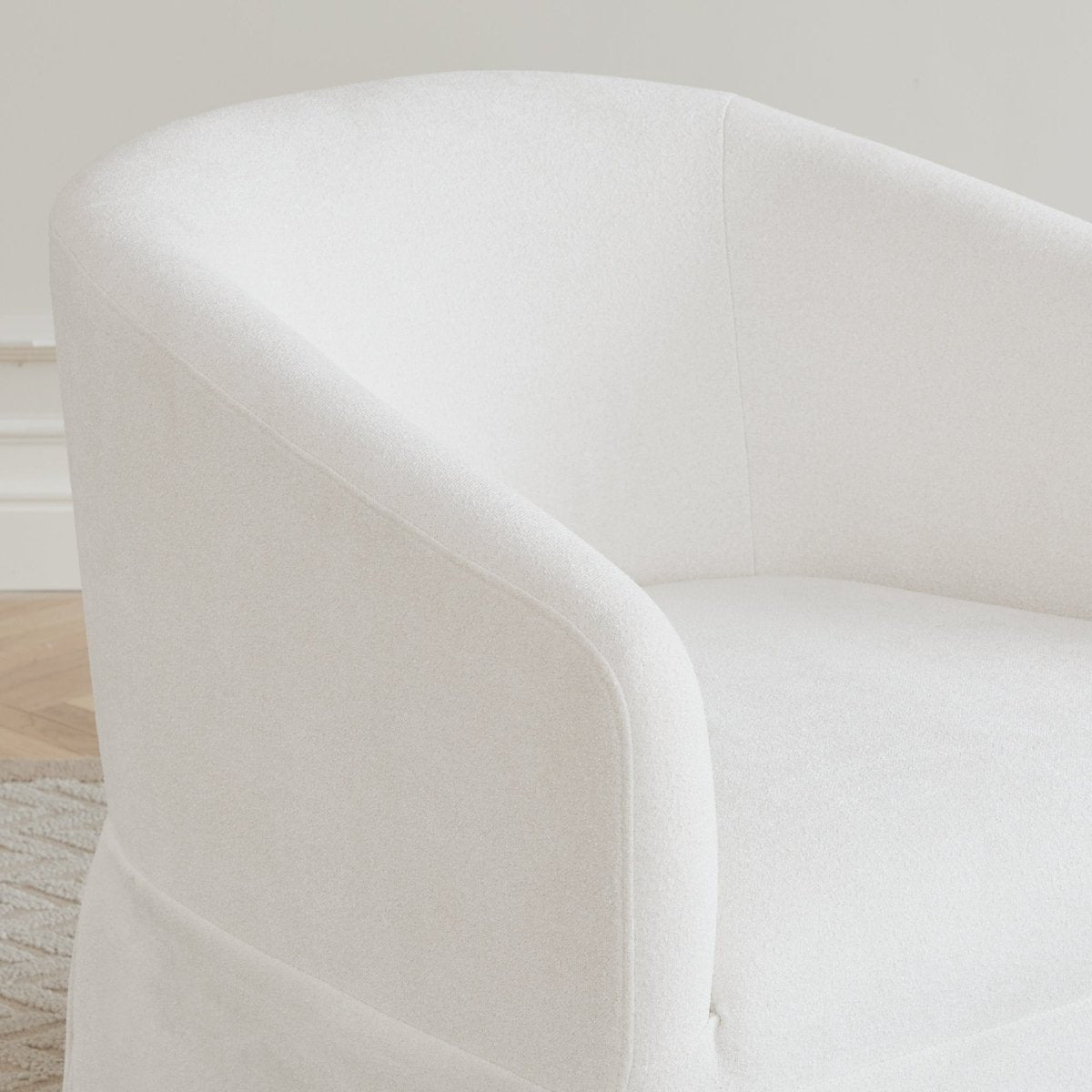 Slipcovered Swivel Armchair in Soft Beige Fabric