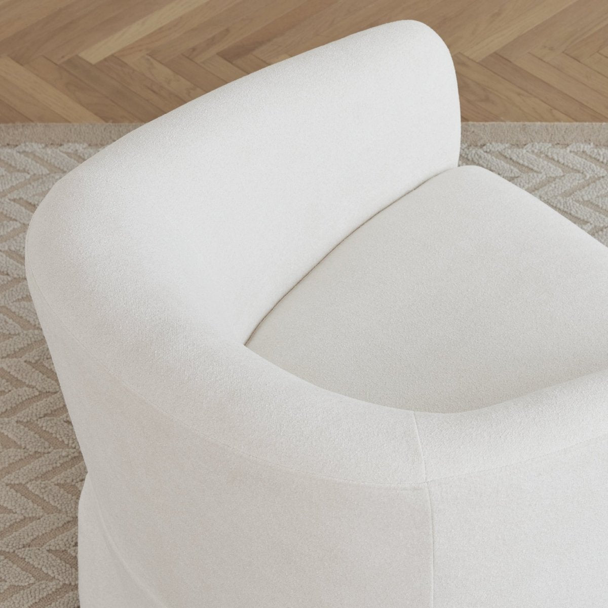 Slipcovered Swivel Armchair in Soft Beige Fabric