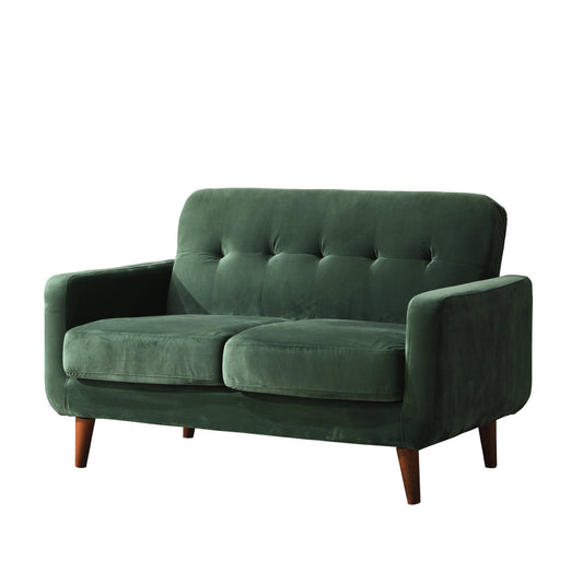 Sofa in Green Velvet with Sleek Armrests