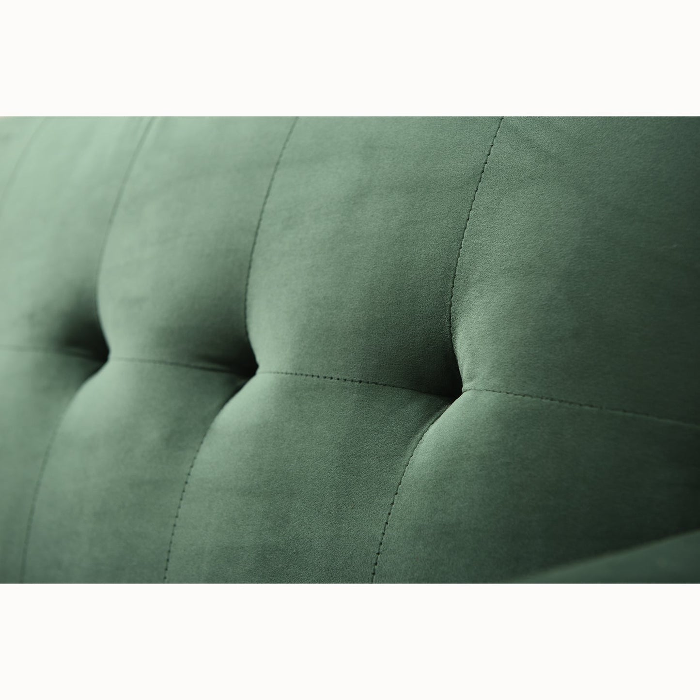 Sofa in Green Velvet with Sleek Armrests