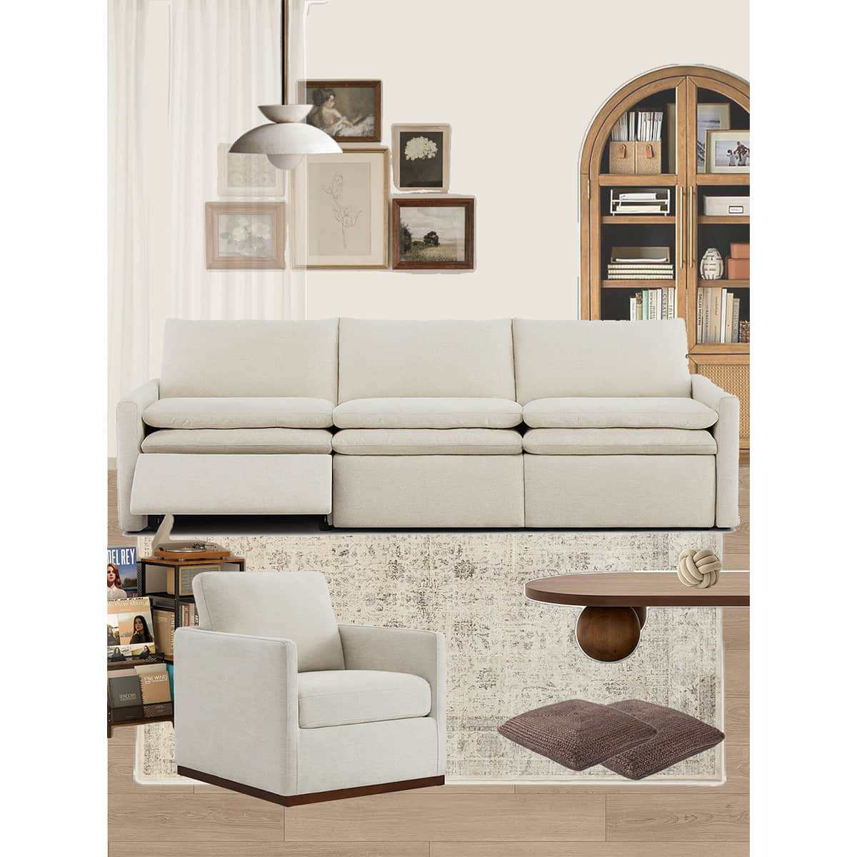 Sofa Set with Accent Chair in Contemporary Design