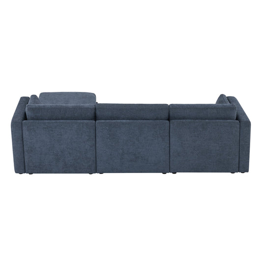 Modular 4-Seat Sofa Chaise with Storage Ottoman