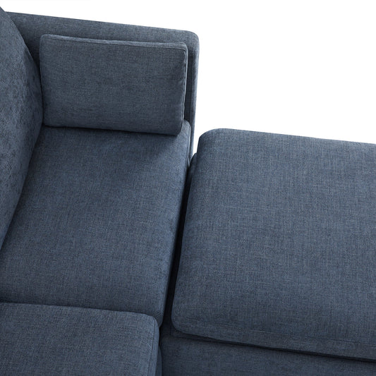 Modular Sofa Chaise in Grey with Storage Ottomans