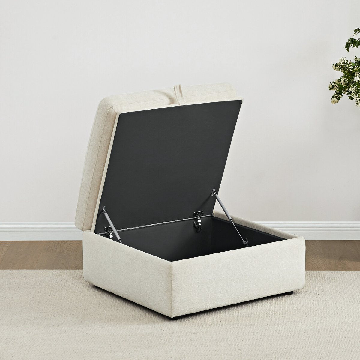 Storage Ottoman with Tufted Top Design