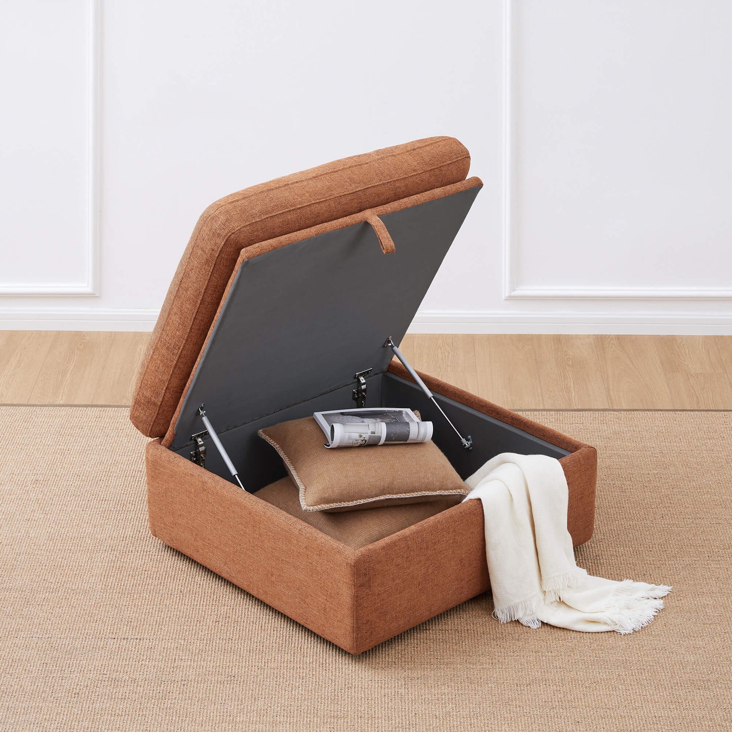 Storage Ottoman with Tufted Top Design