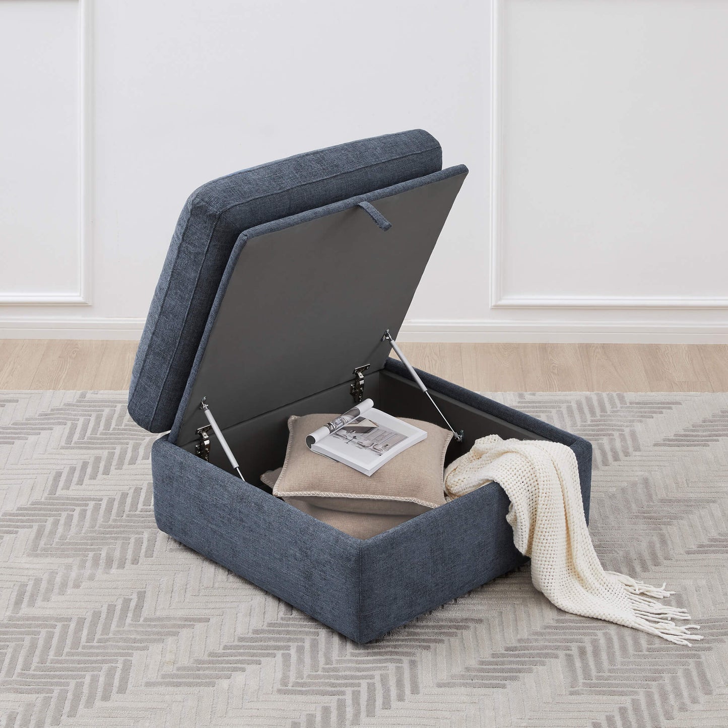 Storage Ottoman with Tufted Top Design