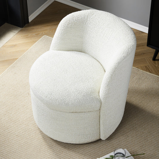Swivel Accent Chair in Boucle Fabric