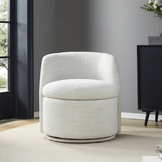 Swivel Accent Chair in Boucle Fabric
