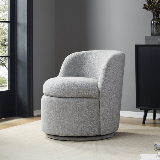 Swivel Accent Chair in Boucle Fabric