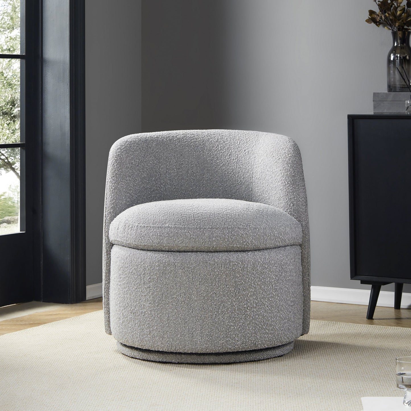 Swivel Accent Chair in Boucle Fabric