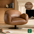 Swivel Accent Chair in Cloud Puffy Genuine Leather