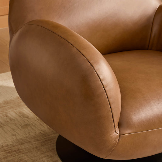 Swivel Accent Chair in Cloud Puffy Genuine Leather