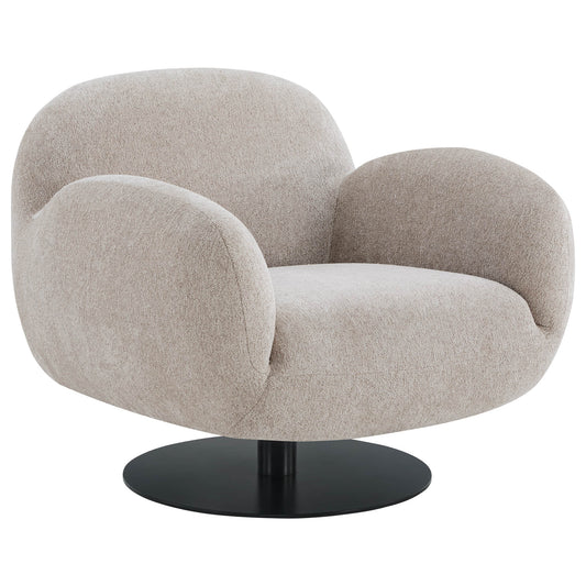 Swivel Accent Chair in Cloud Puffy Genuine Leather