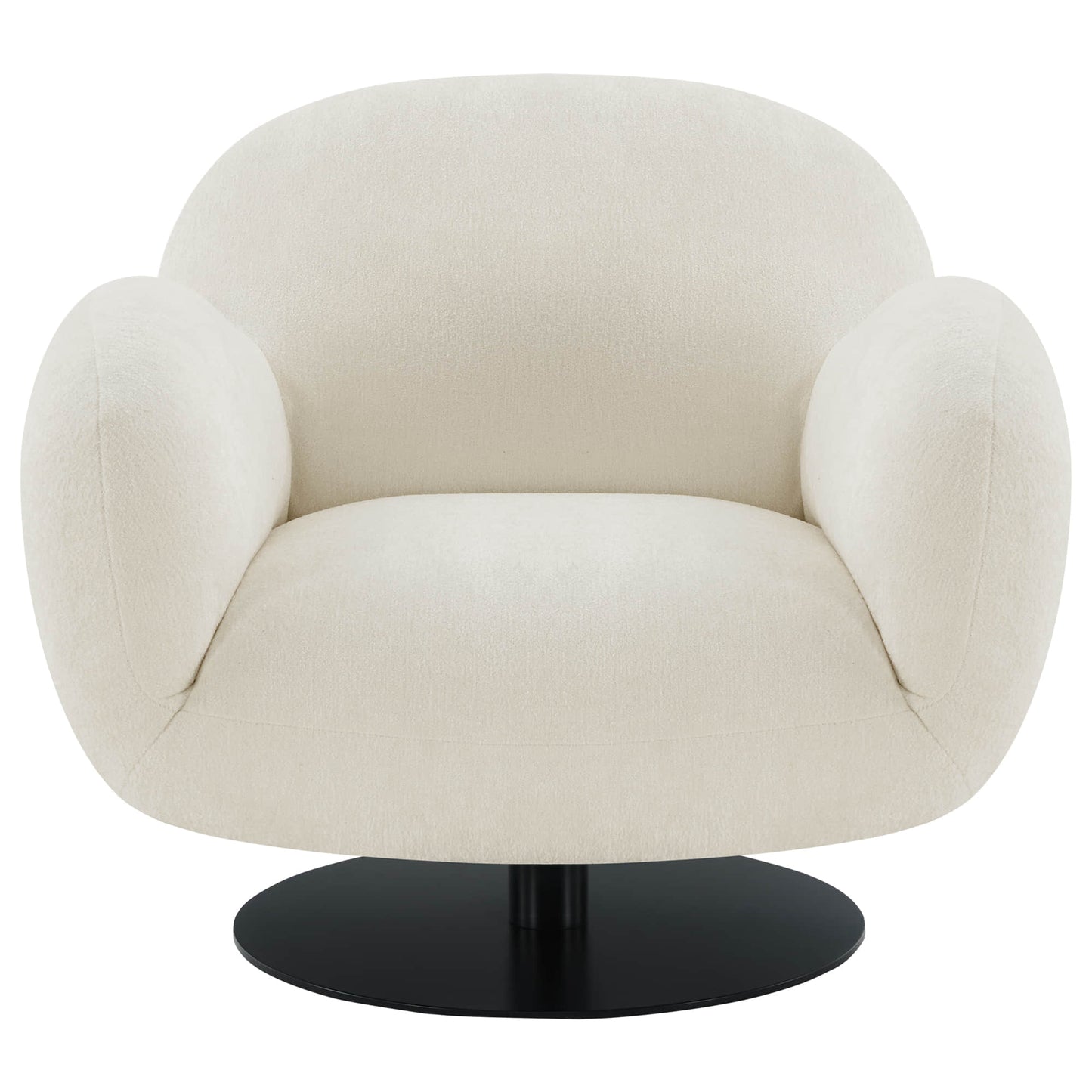 Swivel Accent Chair in Cloud Puffy Genuine Leather
