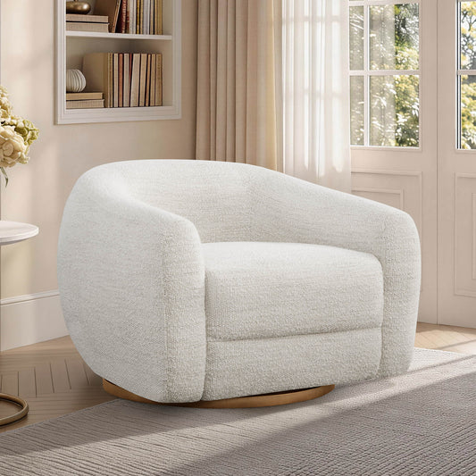 Swivel Accent Chair in Genuine Leather with Modern Design