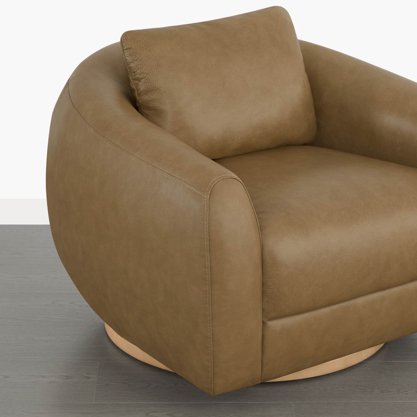 Swivel Accent Chair in Genuine Leather with Modern Design