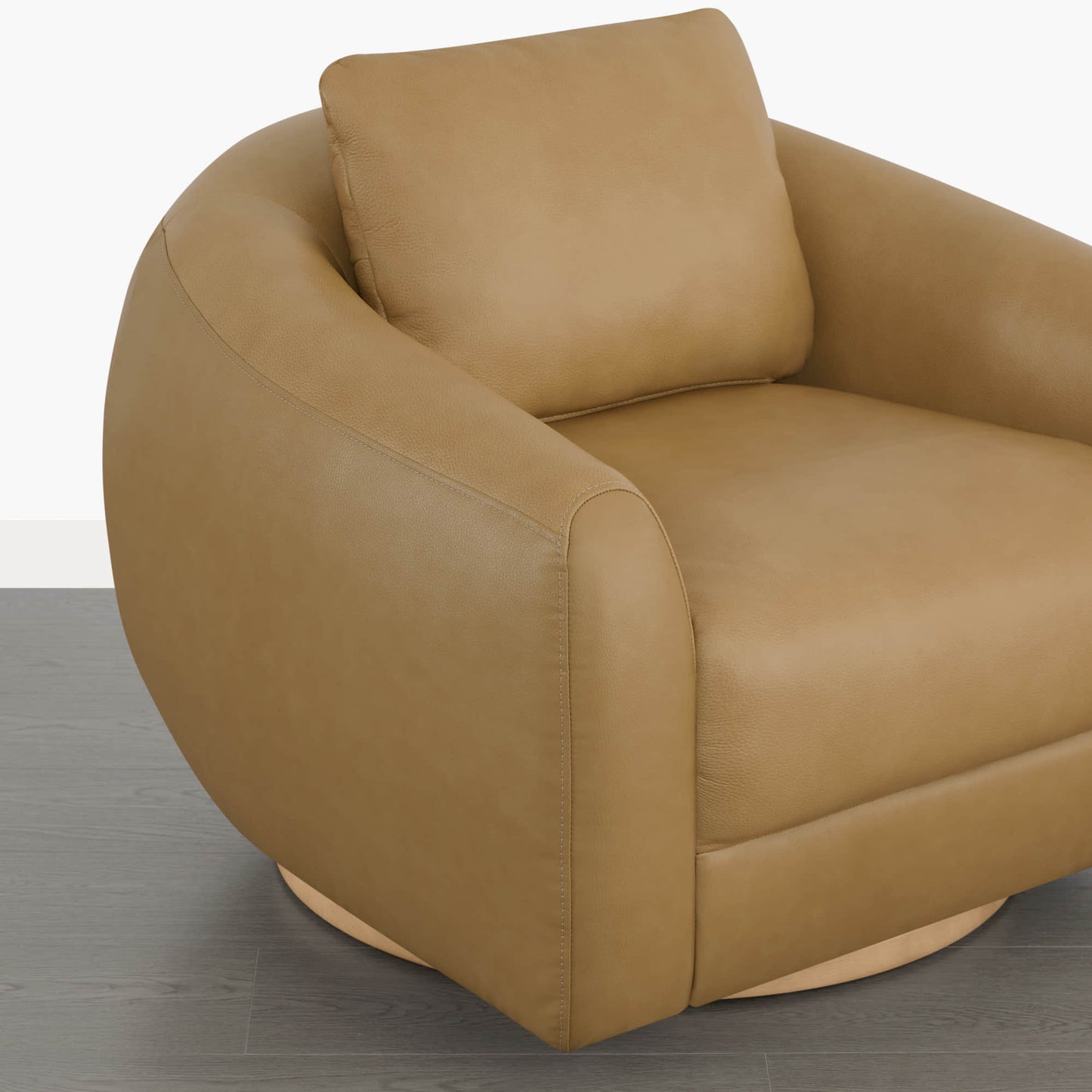 Swivel Accent Chair in Genuine Leather with Modern Design