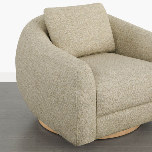Swivel Accent Chair in Genuine Leather with Modern Design