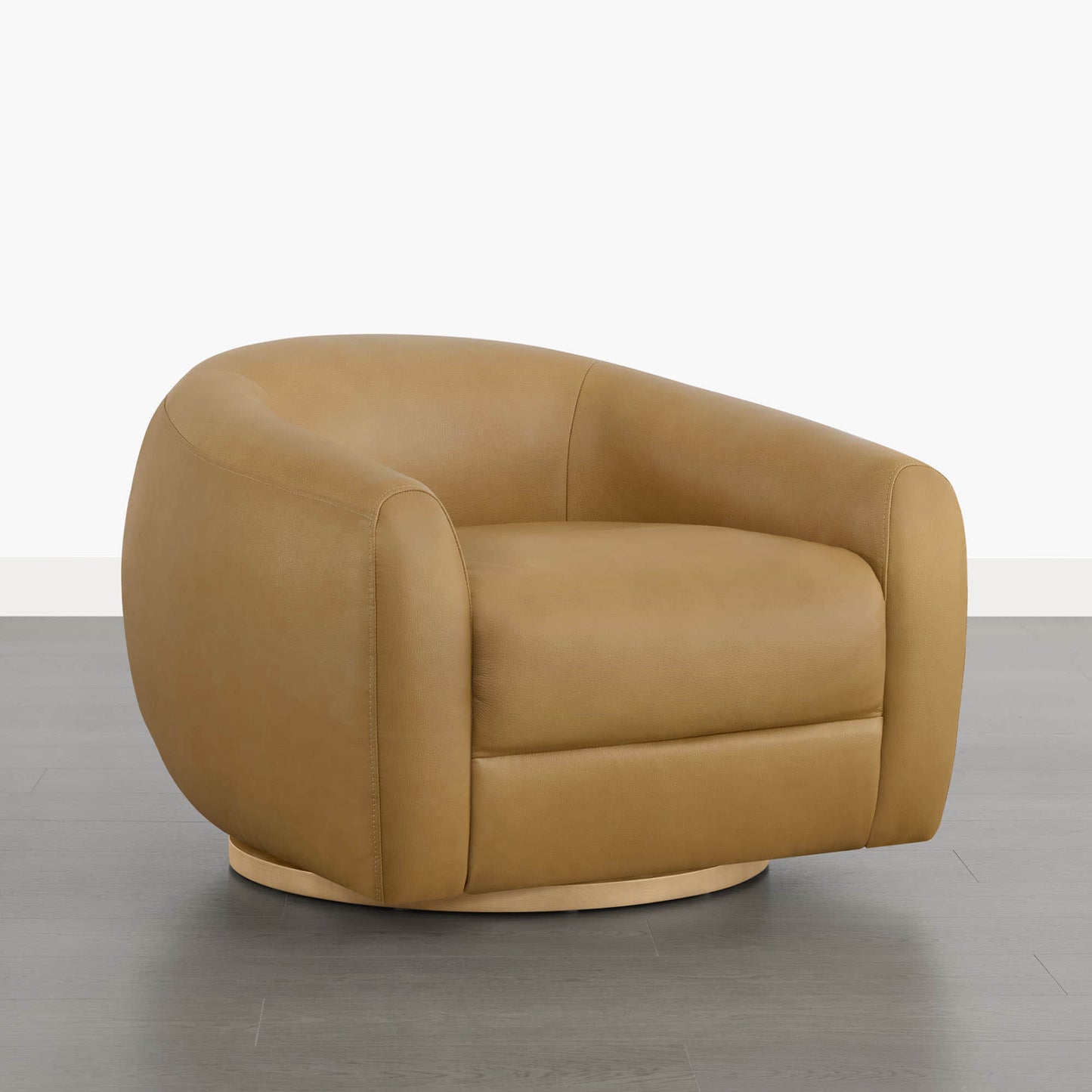 Swivel Accent Chair in Genuine Leather with Modern Design