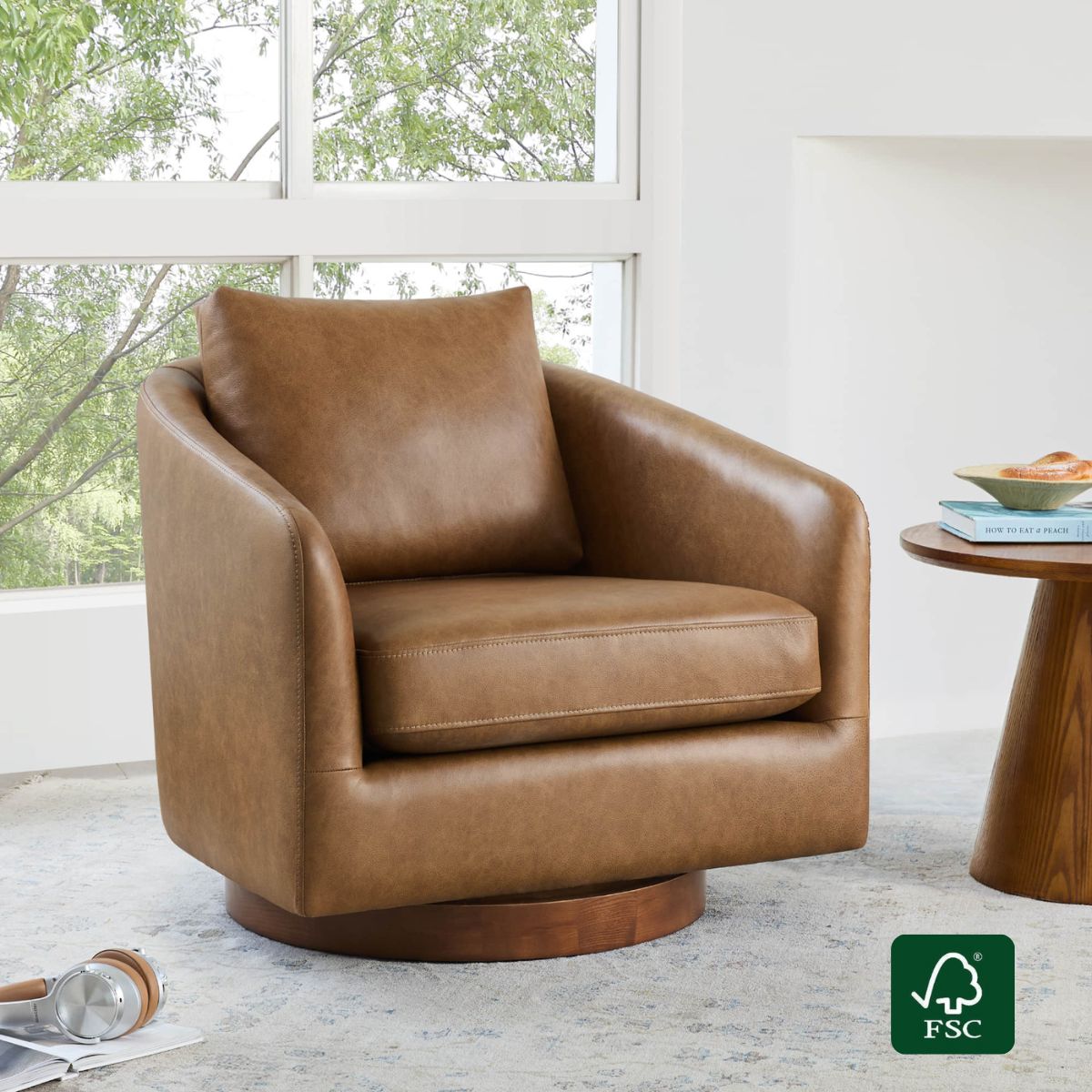Swivel Accent Chair in Modern Design with Back Cushion